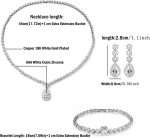 Hadskiss Jewelry Set for Women, Necklace Dangle Earrings Bracelet Set, White Gold Plated Jewelry Set with White AAA Cubic Zirconia, Allergy Free Wedding Party Jewelry for Bridal Bridesmaid - Image 2